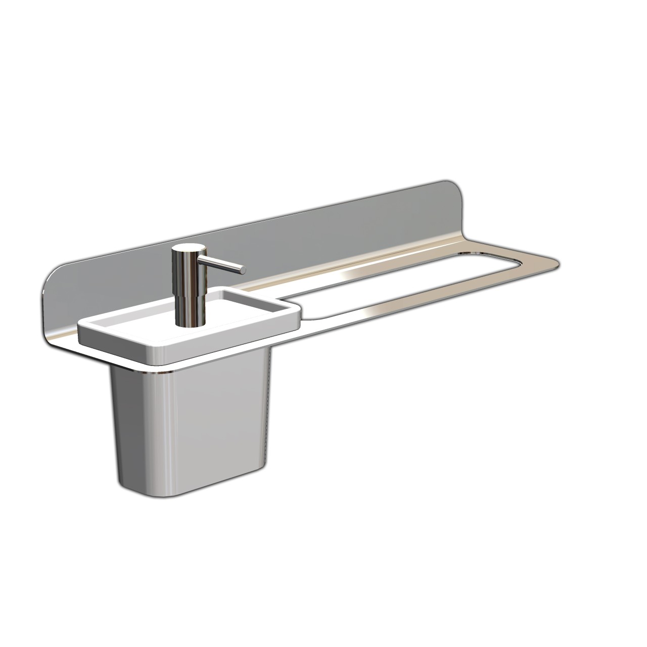 Fittings - Stainless Steel Single Towel Rail With Liquid Soap Holder